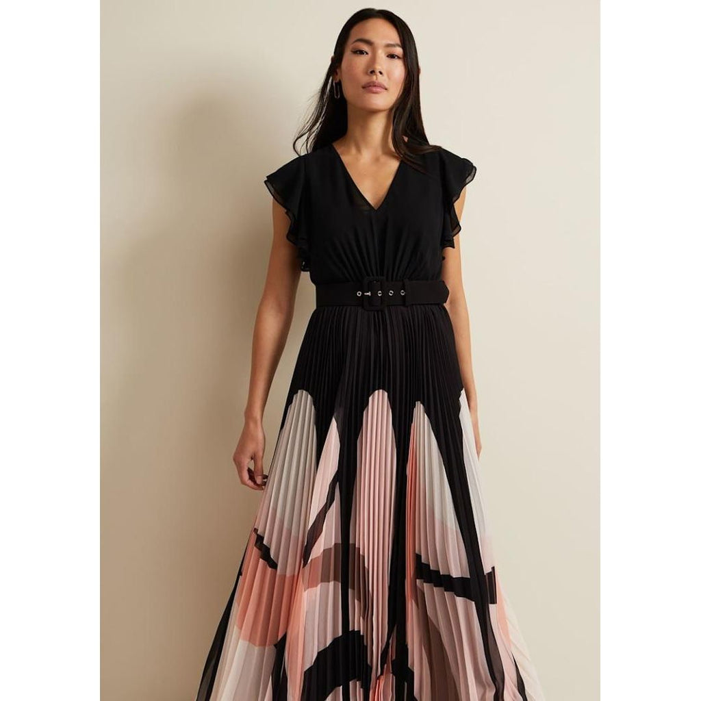 Phase Eight Isla Printed Skirt Ruffle Top Maxi Dress - Multi - Coloured - Beales department store