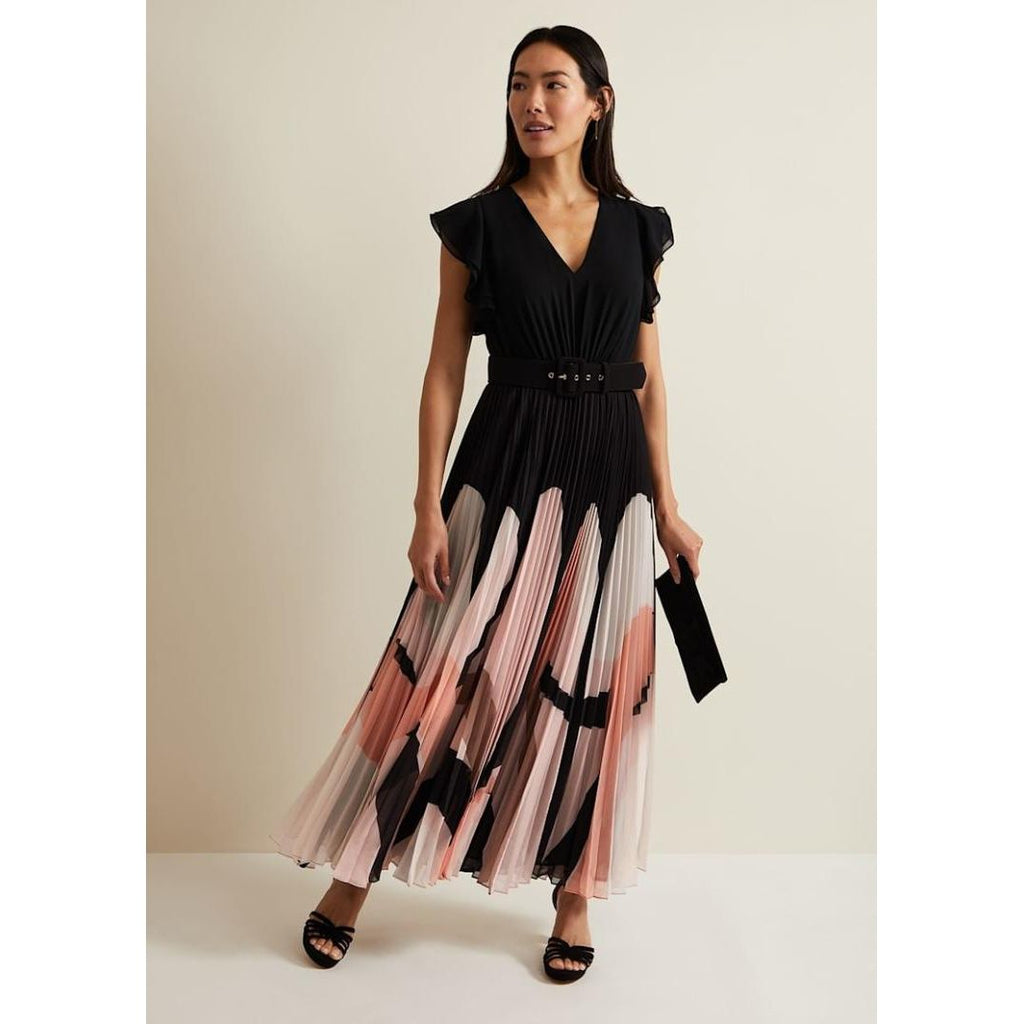 Phase Eight Isla Printed Skirt Ruffle Top Maxi Dress - Multi - Coloured - Beales department store