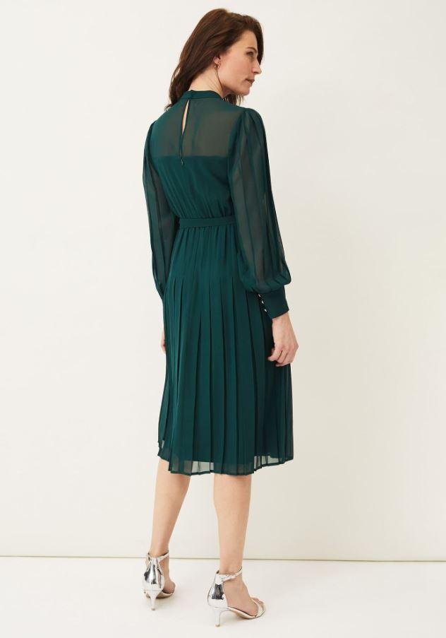 Phase Eight Izzy Button Detail Dress - Bottle Green - Beales department store