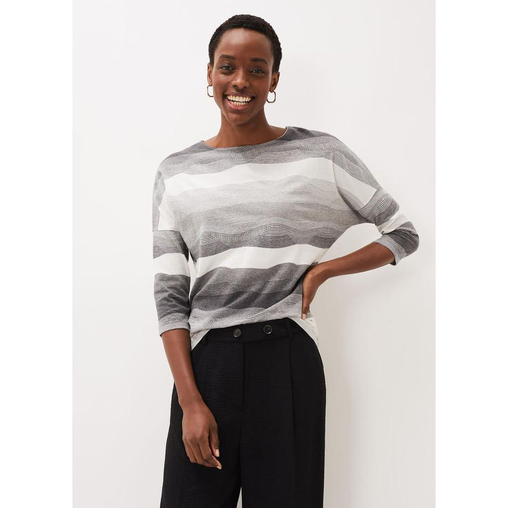 Phase Eight Jacquard Wavy Top - Grey - Beales department store