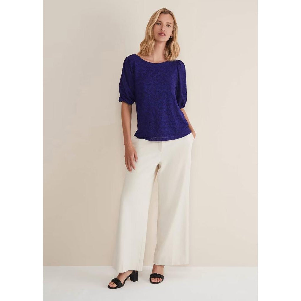 Phase Eight Jaeda Leaf Burnout Top - Purple - Beales department store