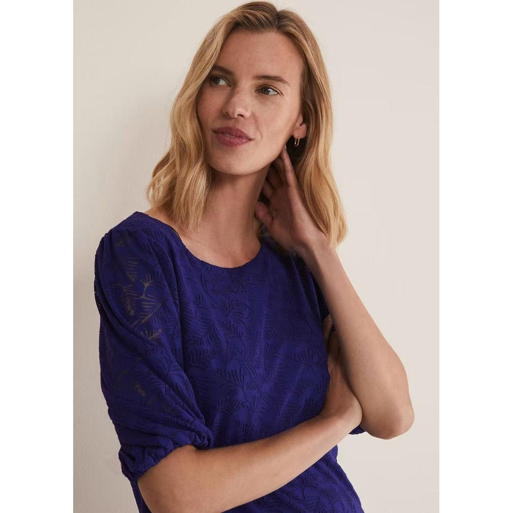 Phase Eight Jaeda Leaf Burnout Top - Purple - Beales department store