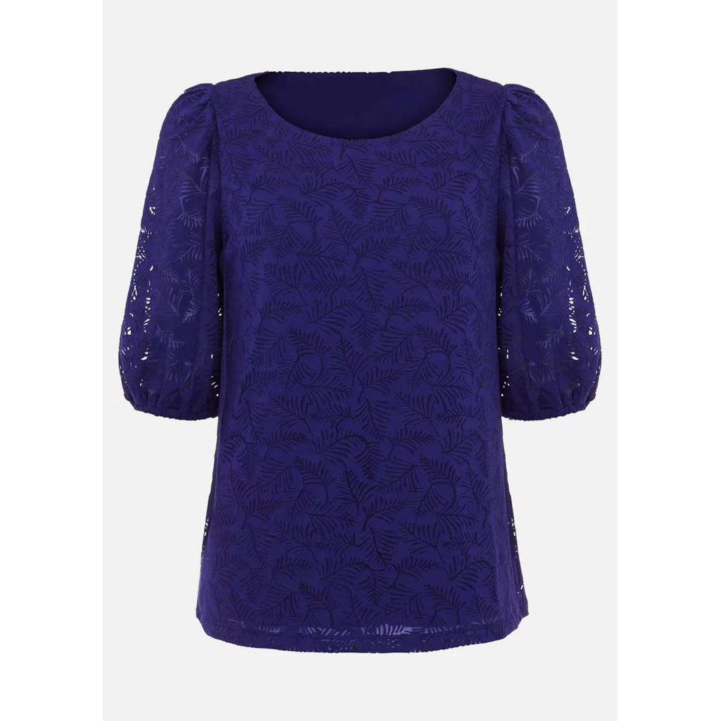 Phase Eight Jaeda Leaf Burnout Top - Purple - Beales department store