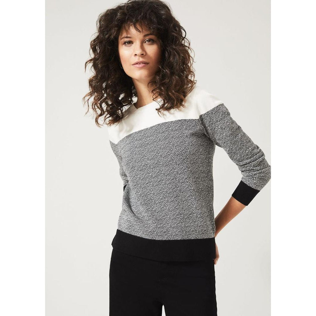 Phase Eight Jaliyah Jacquard Panel Knit Top - Black/Ivory - Beales department store