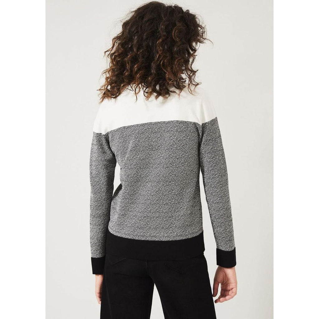 Phase Eight Jaliyah Jacquard Panel Knit Top - Black/Ivory - Beales department store