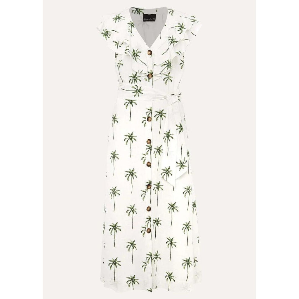 Phase Eight Jamilla Palm Print Dress - Ivory/Green - Beales department store