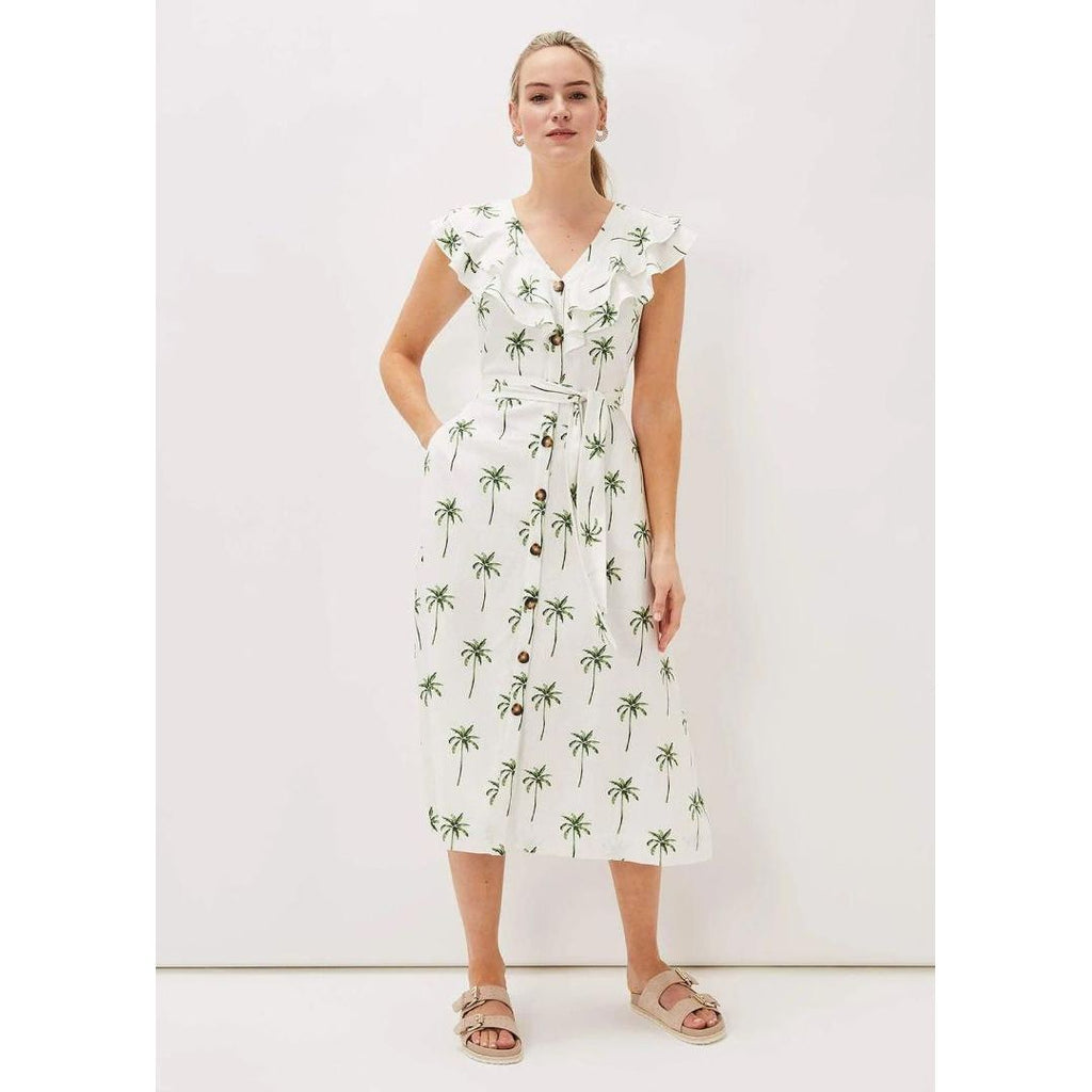 Phase Eight Jamilla Palm Print Dress - Ivory/Green - Beales department store