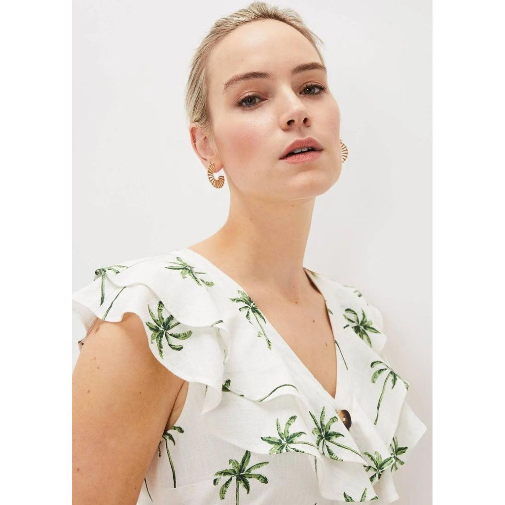 Phase Eight Jamilla Palm Print Dress - Ivory/Green - Beales department store