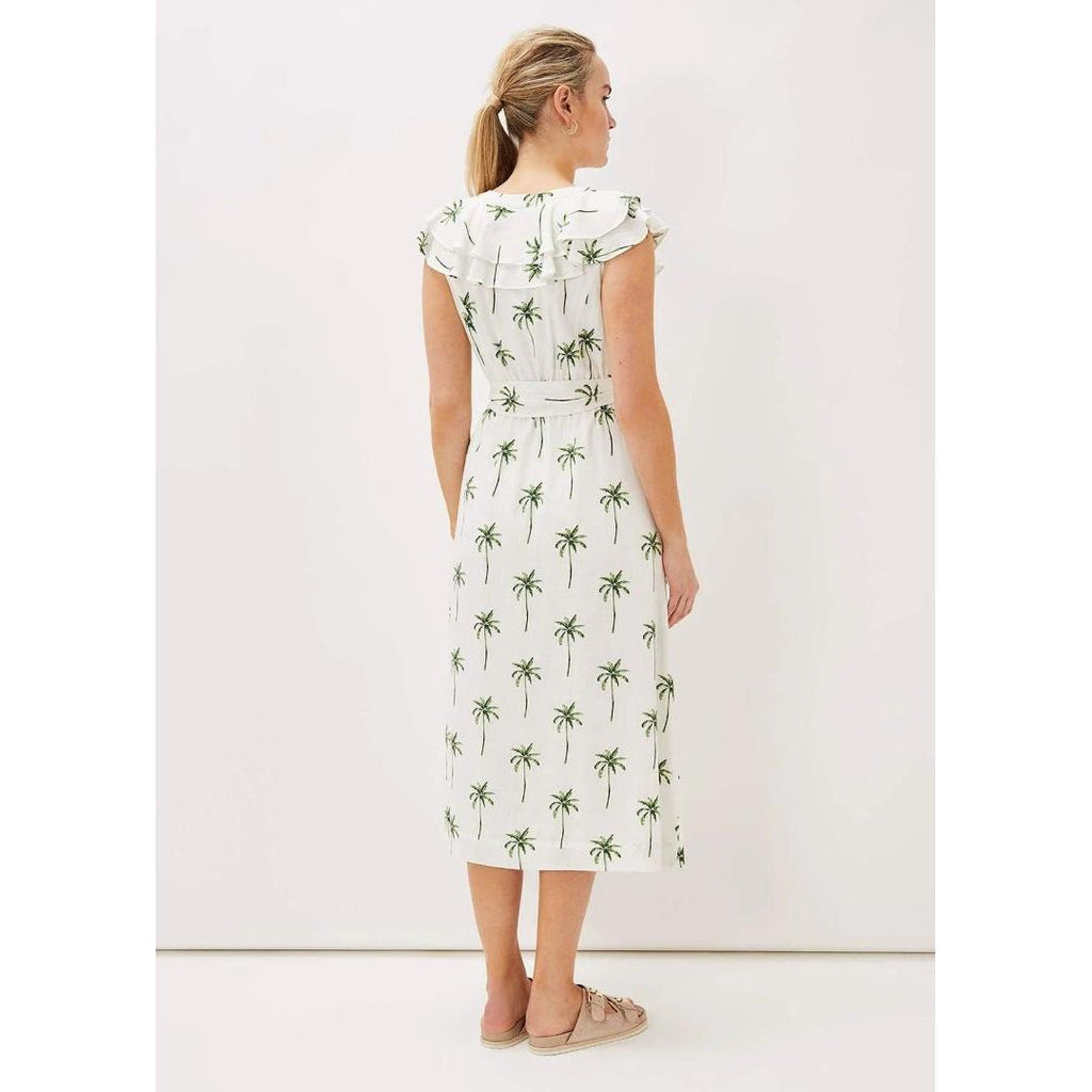 Phase Eight Jamilla Palm Print Dress - Ivory/Green - Beales department store