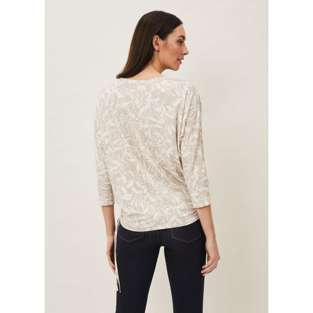 Phase Eight Jemmy Print Drawstring Hem Top - Stone - Beales department store