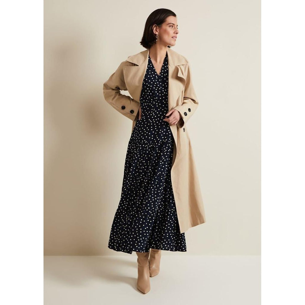 Phase Eight Jenna Wrap Midaxi Dress - Navy/Ivory Spot - Beales department store