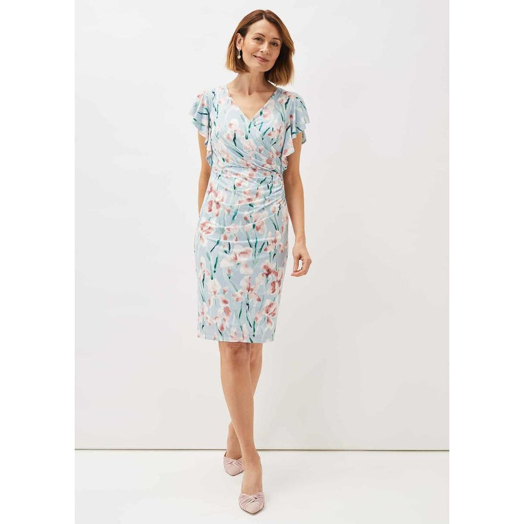 Phase Eight Jessie Watercolour Floral Jersey Dress - Sky/Multi - Beales department store