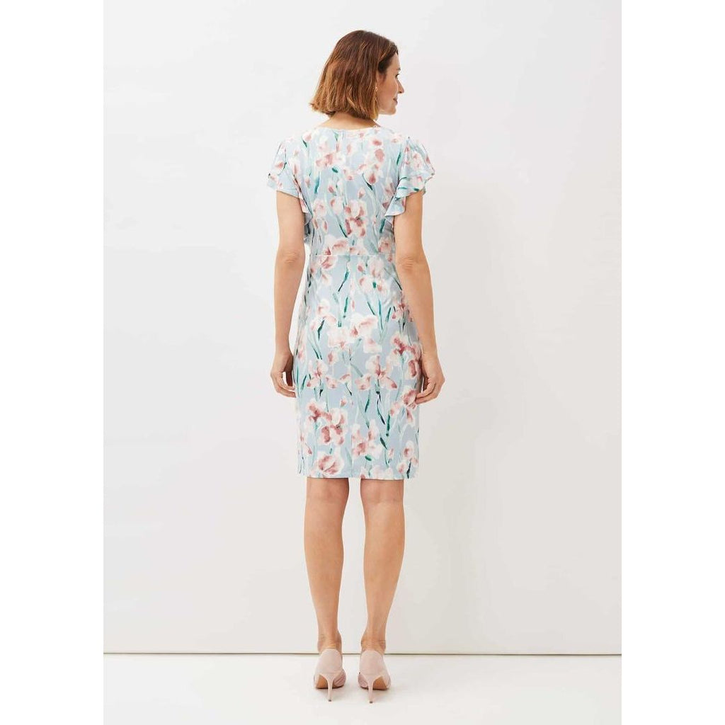 Phase Eight Jessie Watercolour Floral Jersey Dress - Sky/Multi - Beales department store