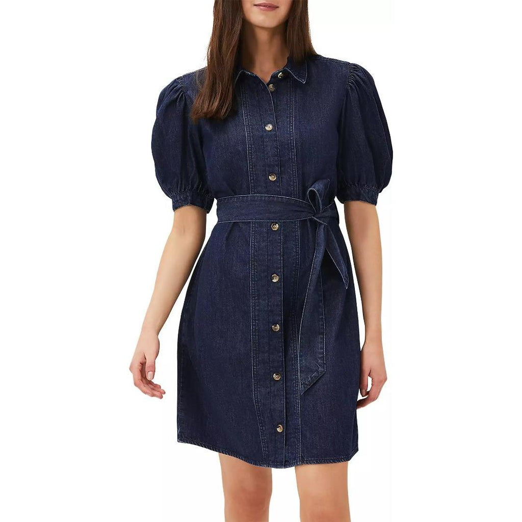 Phase Eight Josephine Denim Puff Sleeve Dress - Indigo - Beales department store