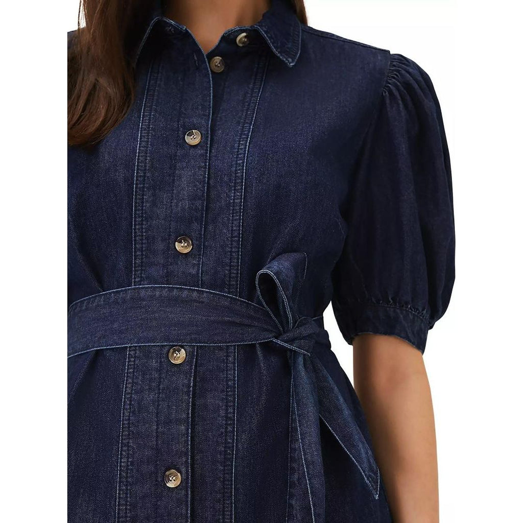 Phase Eight Josephine Denim Puff Sleeve Dress - Indigo - Beales department store