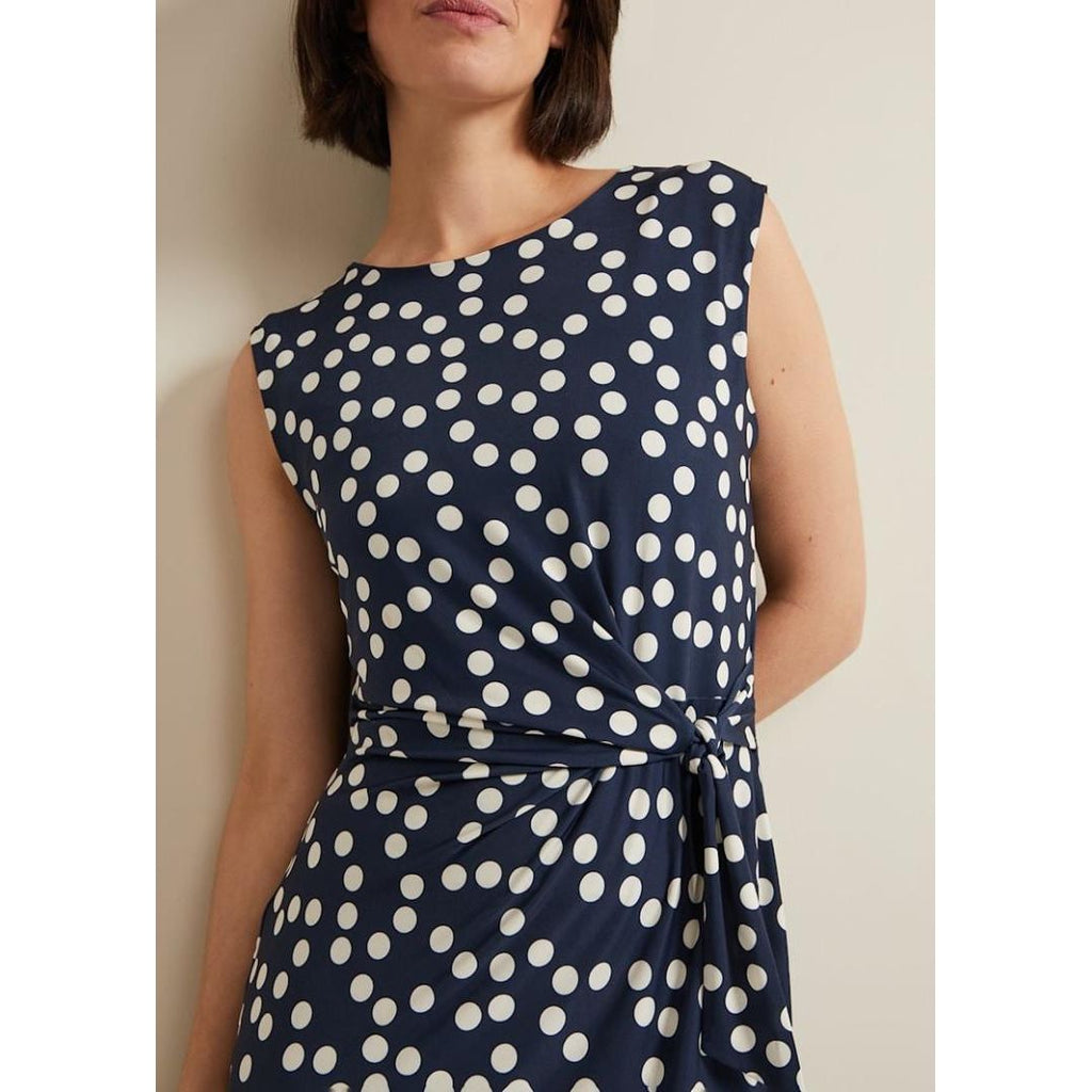 Phase Eight Josey Jersey Spot Bodycon Midi Dress - Navy/Ivory - Beales department store