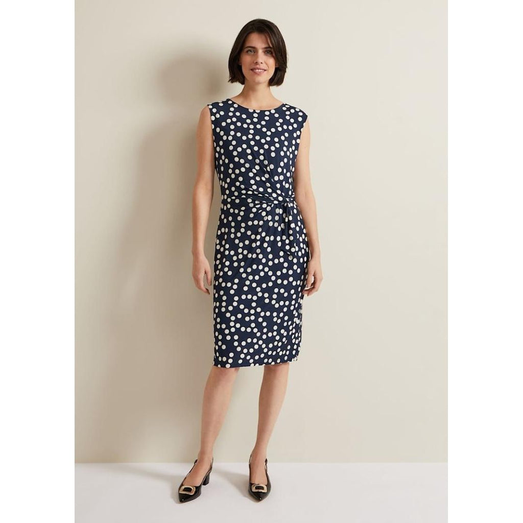 Phase Eight Josey Jersey Spot Bodycon Midi Dress - Navy/Ivory - Beales department store