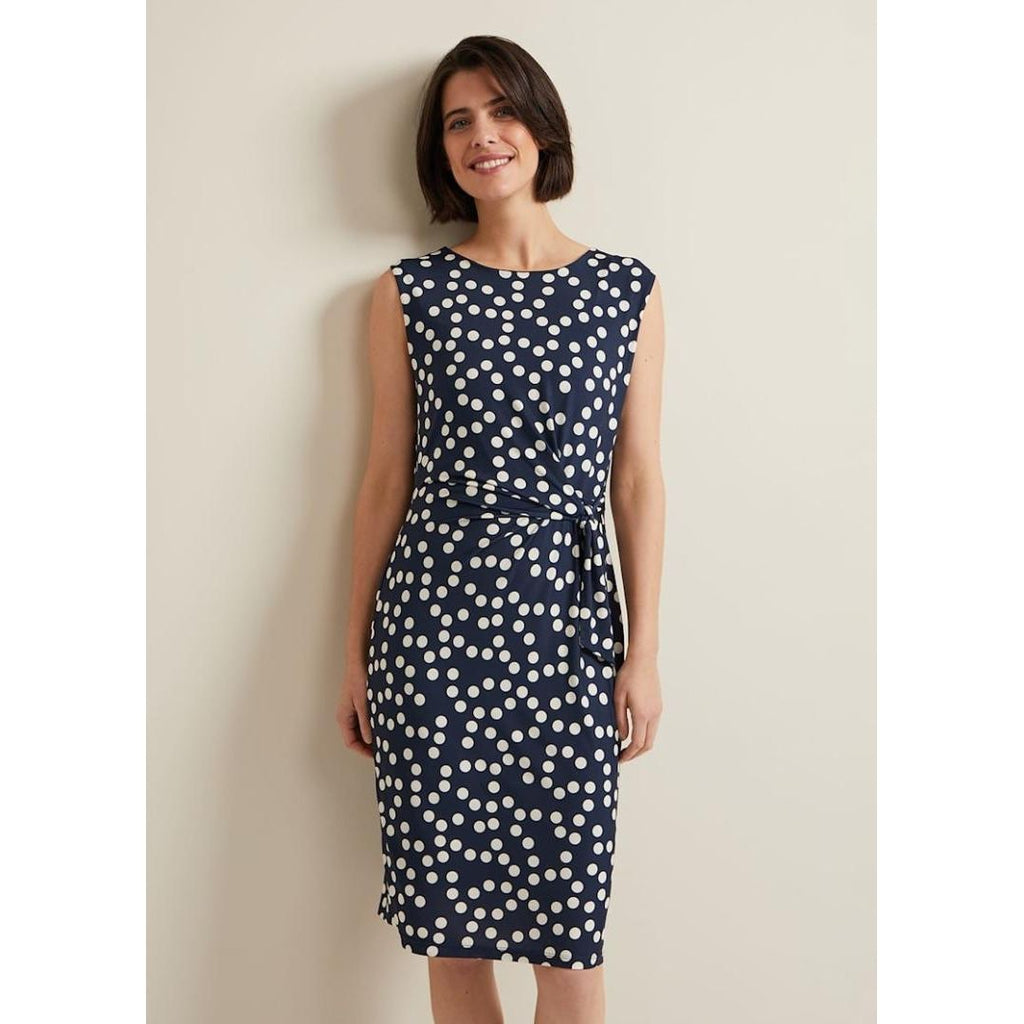 Phase Eight Josey Jersey Spot Bodycon Midi Dress - Navy/Ivory - Beales department store