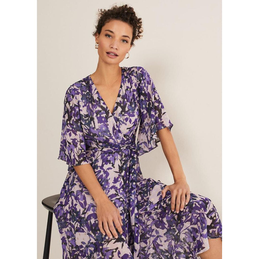 Phase Eight Juliette Floral Fil Coupe Wrap Dress - Latte/Multi - Beales department store