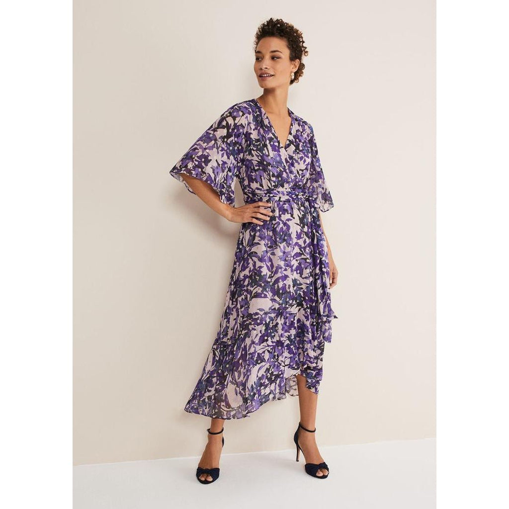 Phase Eight Juliette Floral Fil Coupe Wrap Dress - Latte/Multi - Beales department store