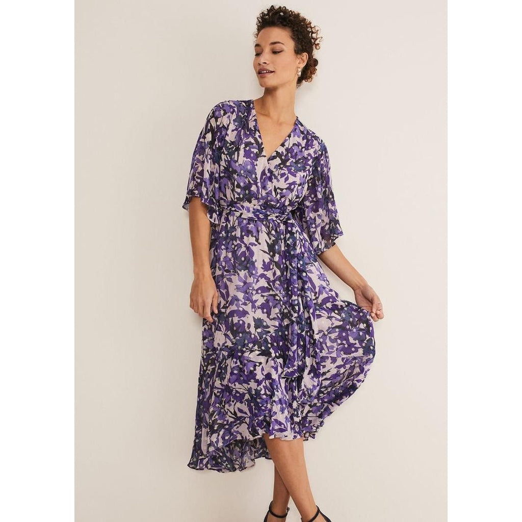 Phase Eight Juliette Floral Fil Coupe Wrap Dress - Latte/Multi - Beales department store