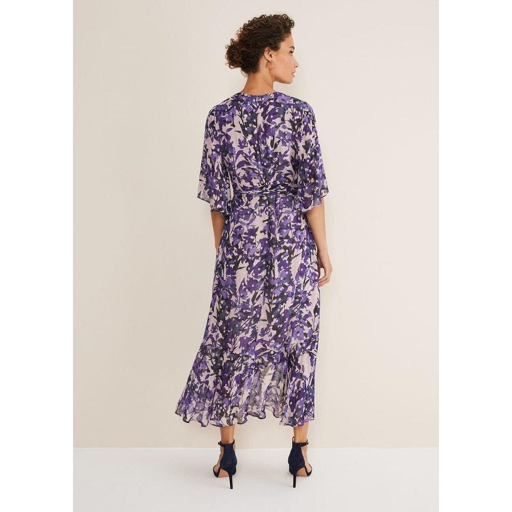 Phase Eight Juliette Floral Fil Coupe Wrap Dress - Latte/Multi - Beales department store