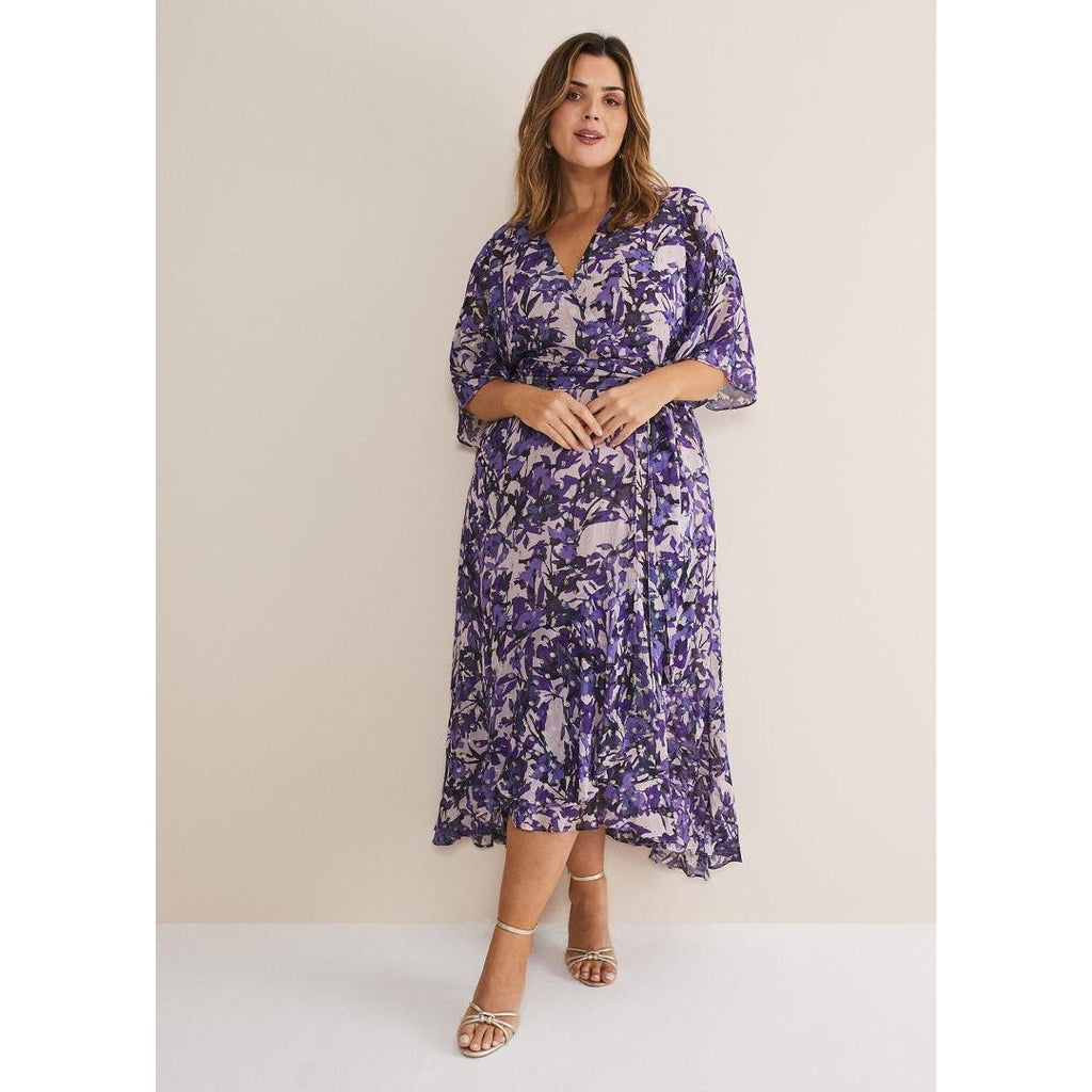 Phase Eight Juliette Floral Fil Coupe Wrap Dress - Latte/Multi - Beales department store