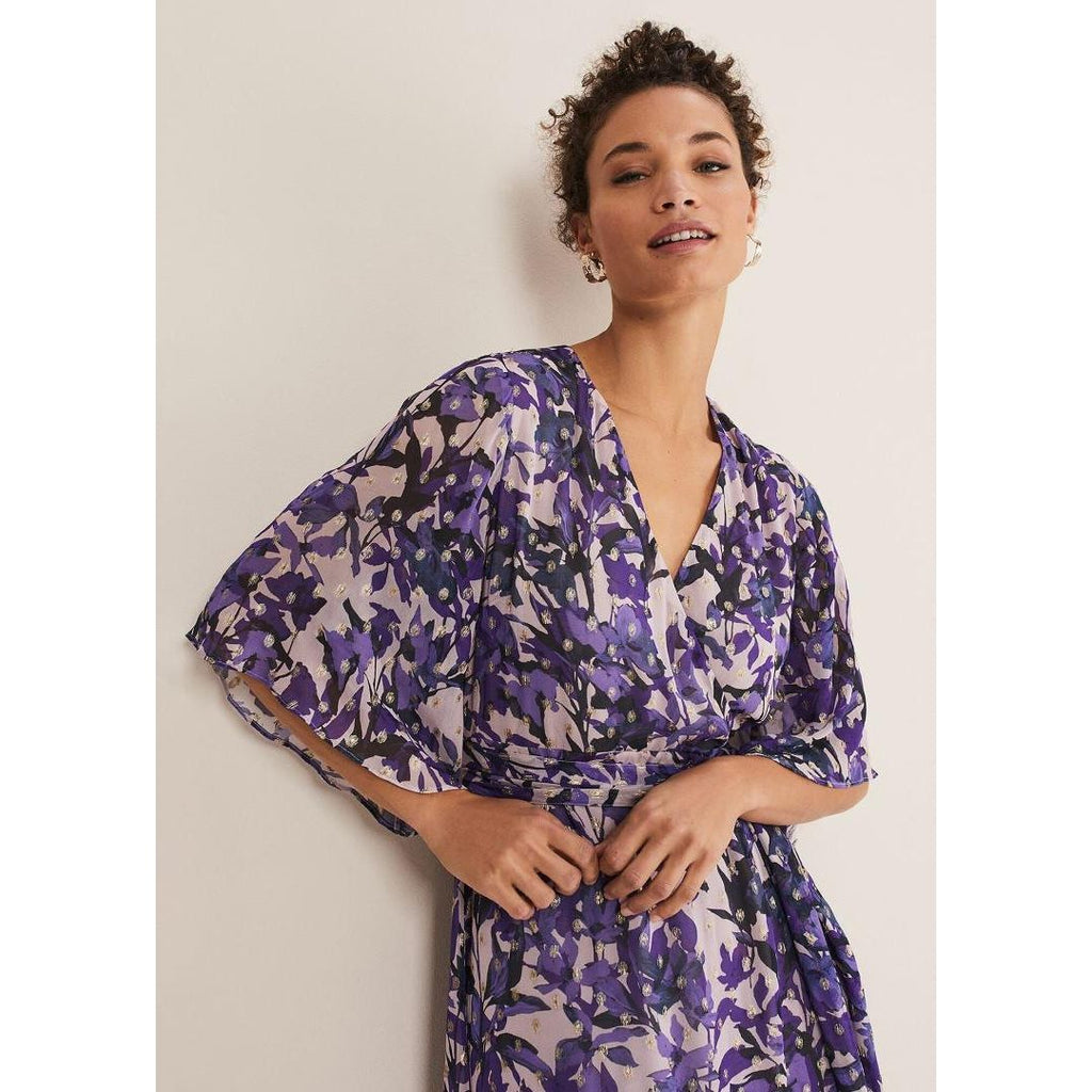 Phase Eight Juliette Floral Fil Coupe Wrap Dress - Latte/Multi - Beales department store