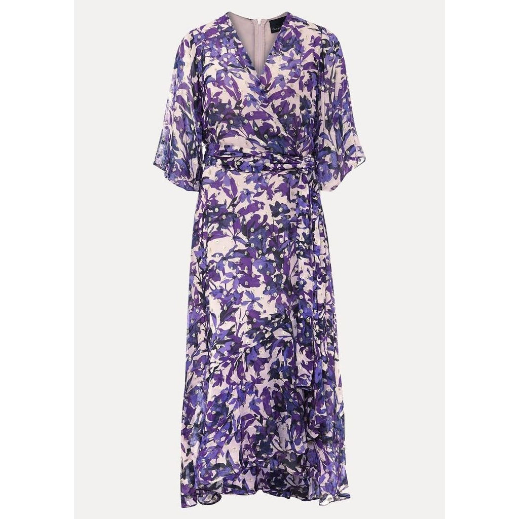 Phase Eight Juliette Floral Fil Coupe Wrap Dress - Latte/Multi - Beales department store