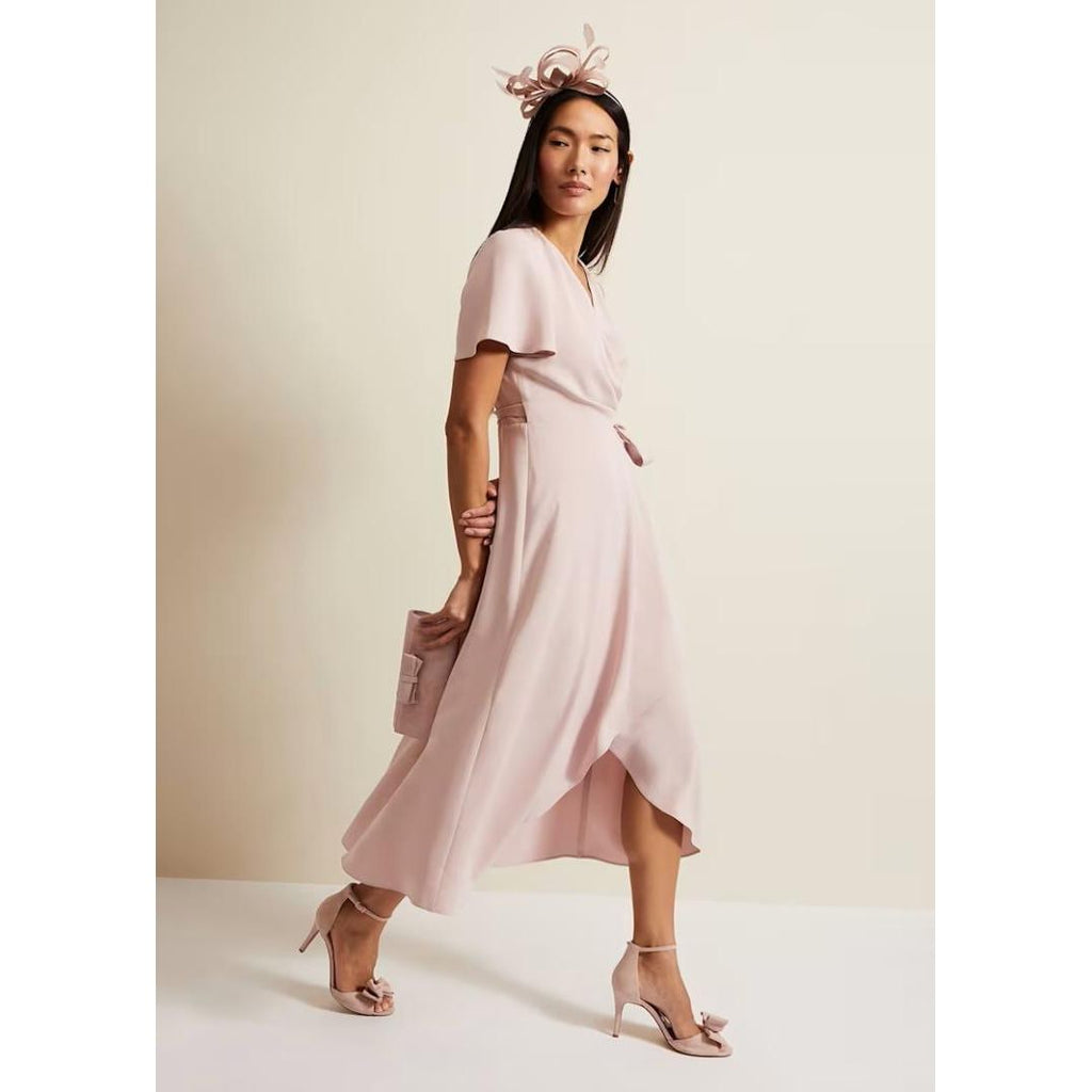 Phase Eight Julissa Frill Wrap Midi Dress - Antique Rose - Beales department store
