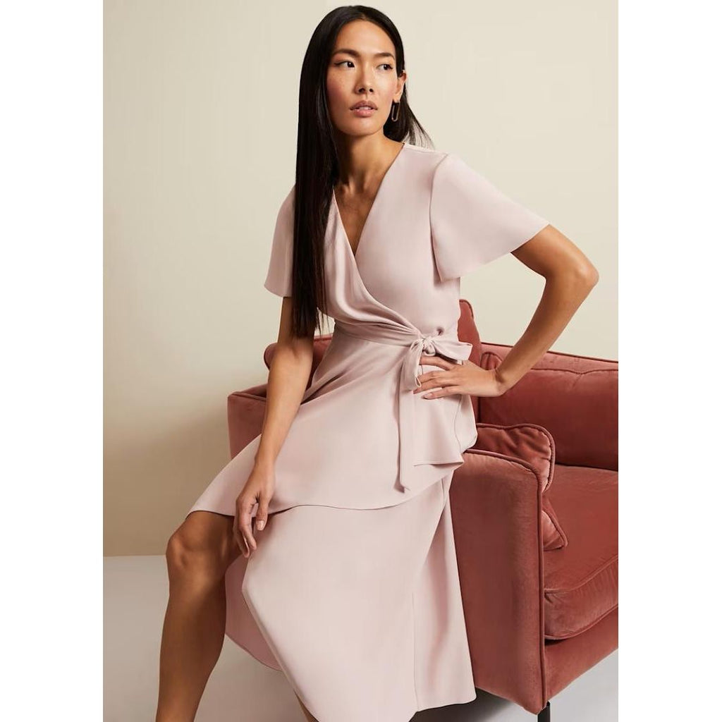 Phase Eight Julissa Frill Wrap Midi Dress - Antique Rose - Beales department store