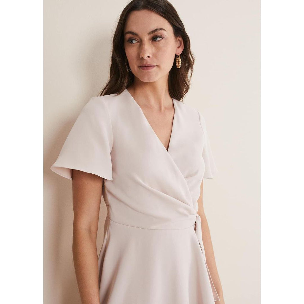 Phase Eight Julissa Ruffle Wrap Midi Dress - Cameo - Beales department store