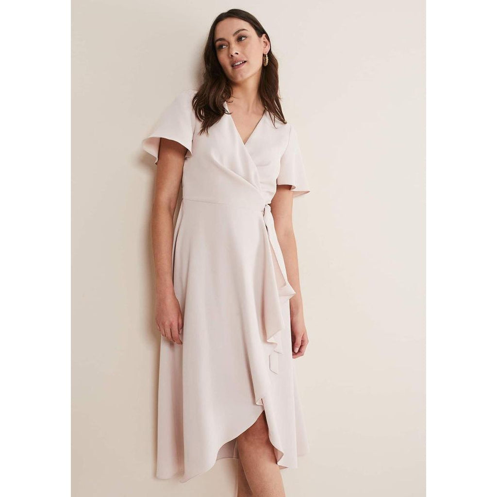 Phase Eight Julissa Ruffle Wrap Midi Dress - Cameo - Beales department store