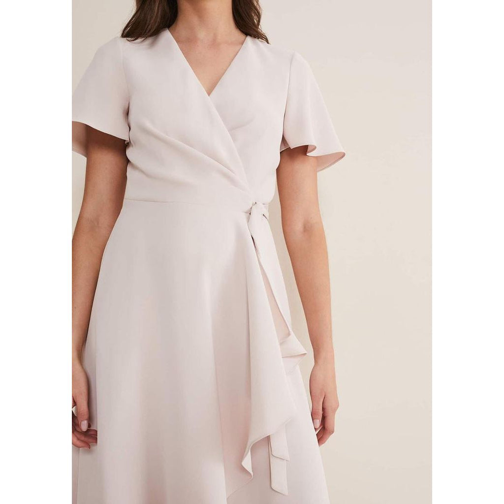 Phase Eight Julissa Ruffle Wrap Midi Dress - Cameo - Beales department store