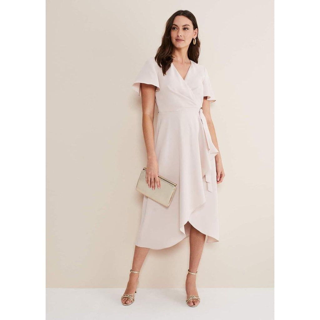 Phase Eight Julissa Ruffle Wrap Midi Dress - Cameo - Beales department store