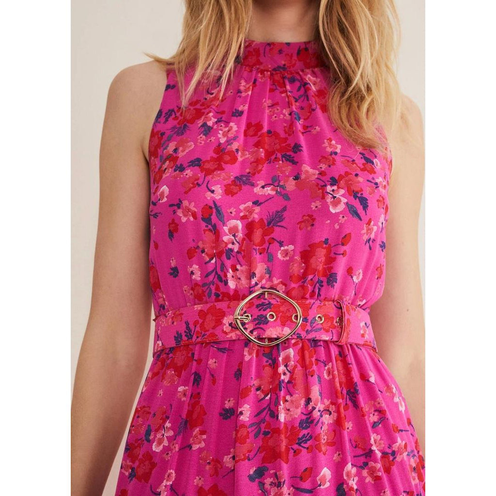 Phase Eight Kara Tiered Belted Floral Maxi Dress - Neon Pink - Beales department store