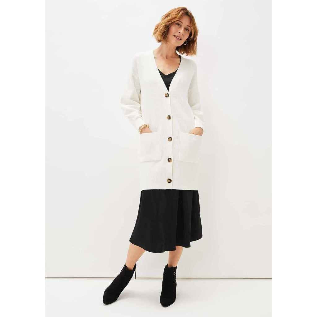 Phase Eight Kat Longline Cardi - Winter White - Beales department store