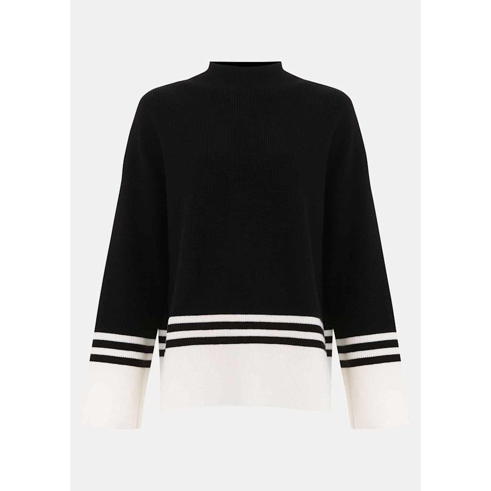 Phase Eight Kayleigh Chunky Boxy Striped Jumper - Black/Ivory - Beales department store