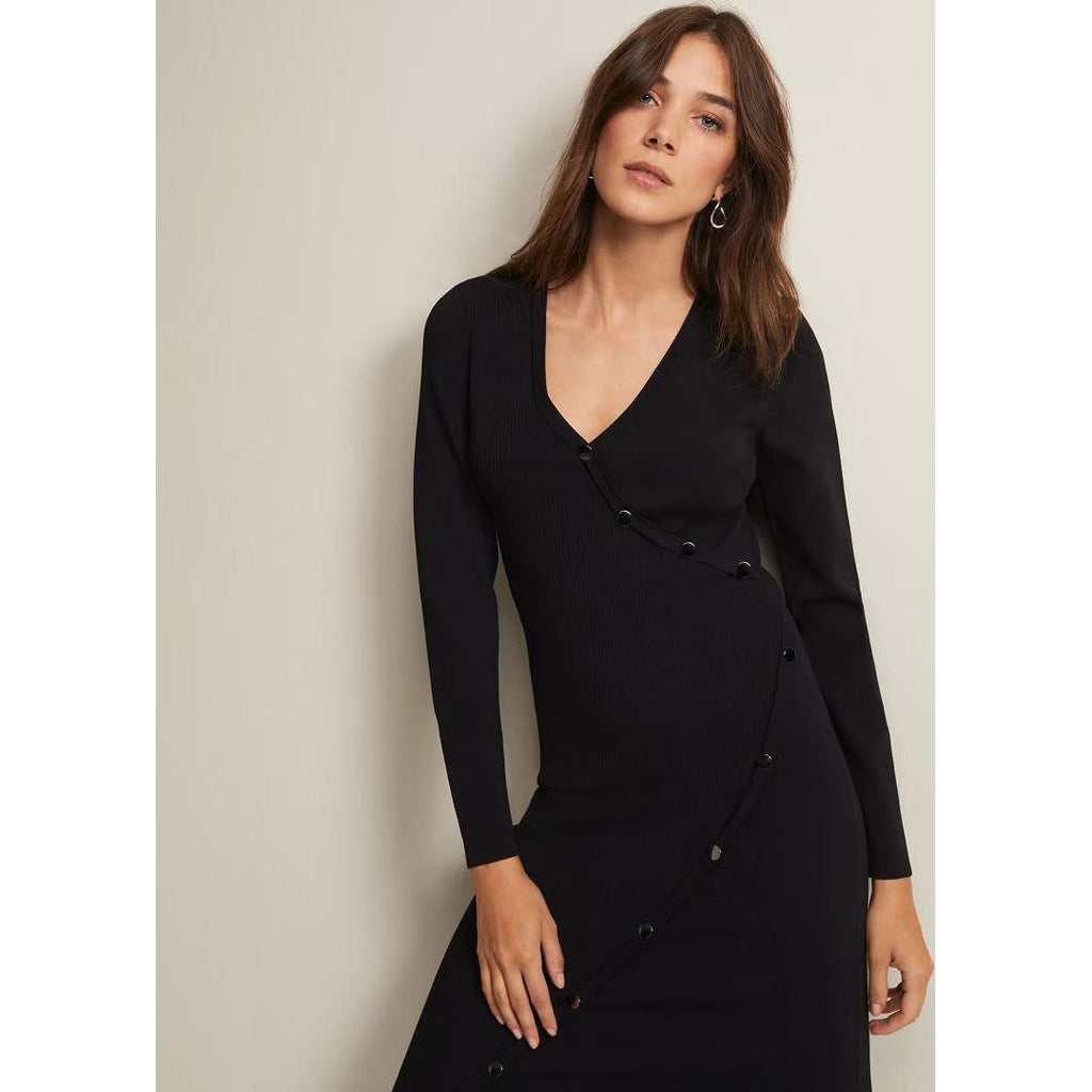 Phase Eight Kellia Black Knitted Midi Dress - Black - Beales department store