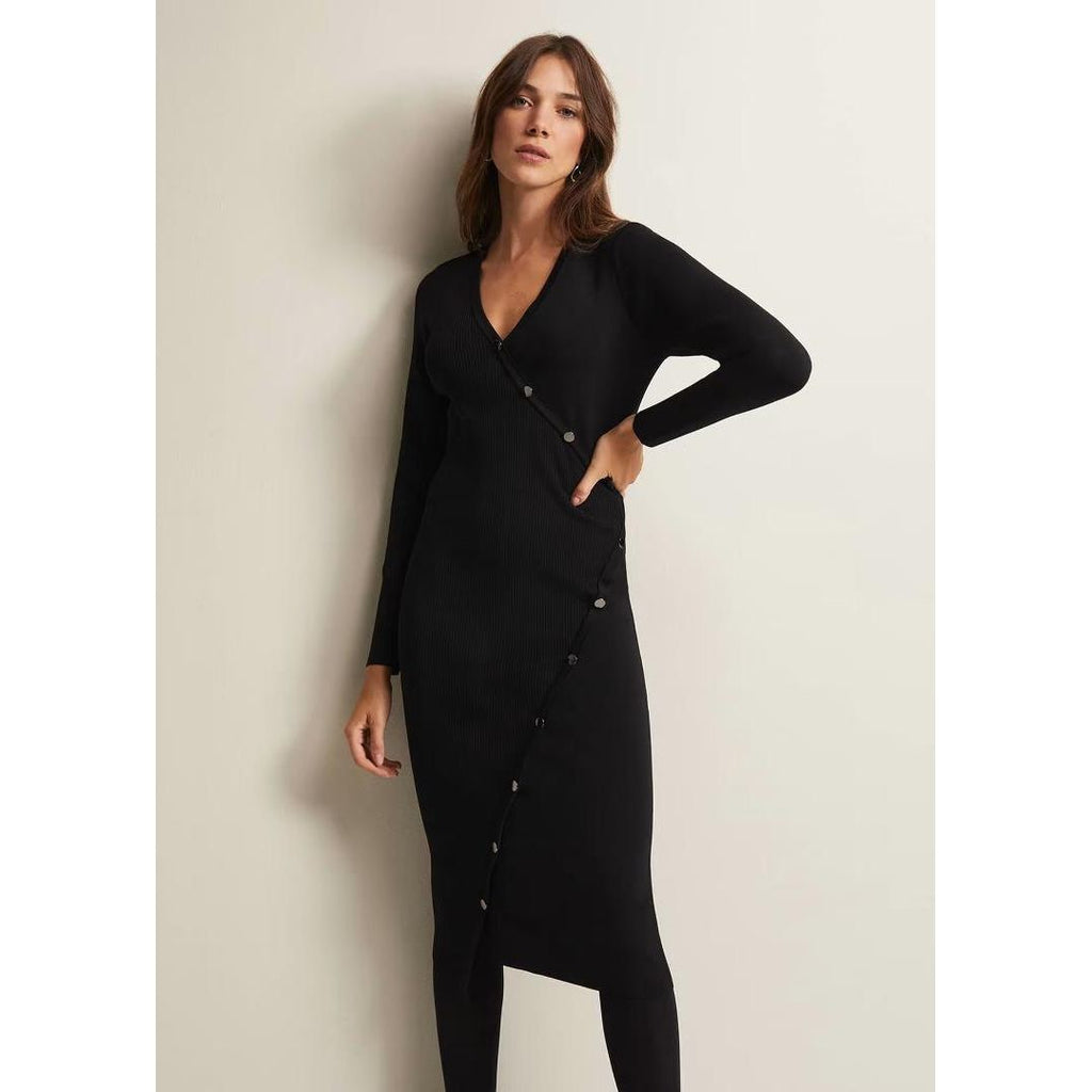 Phase Eight Kellia Black Knitted Midi Dress - Black - Beales department store