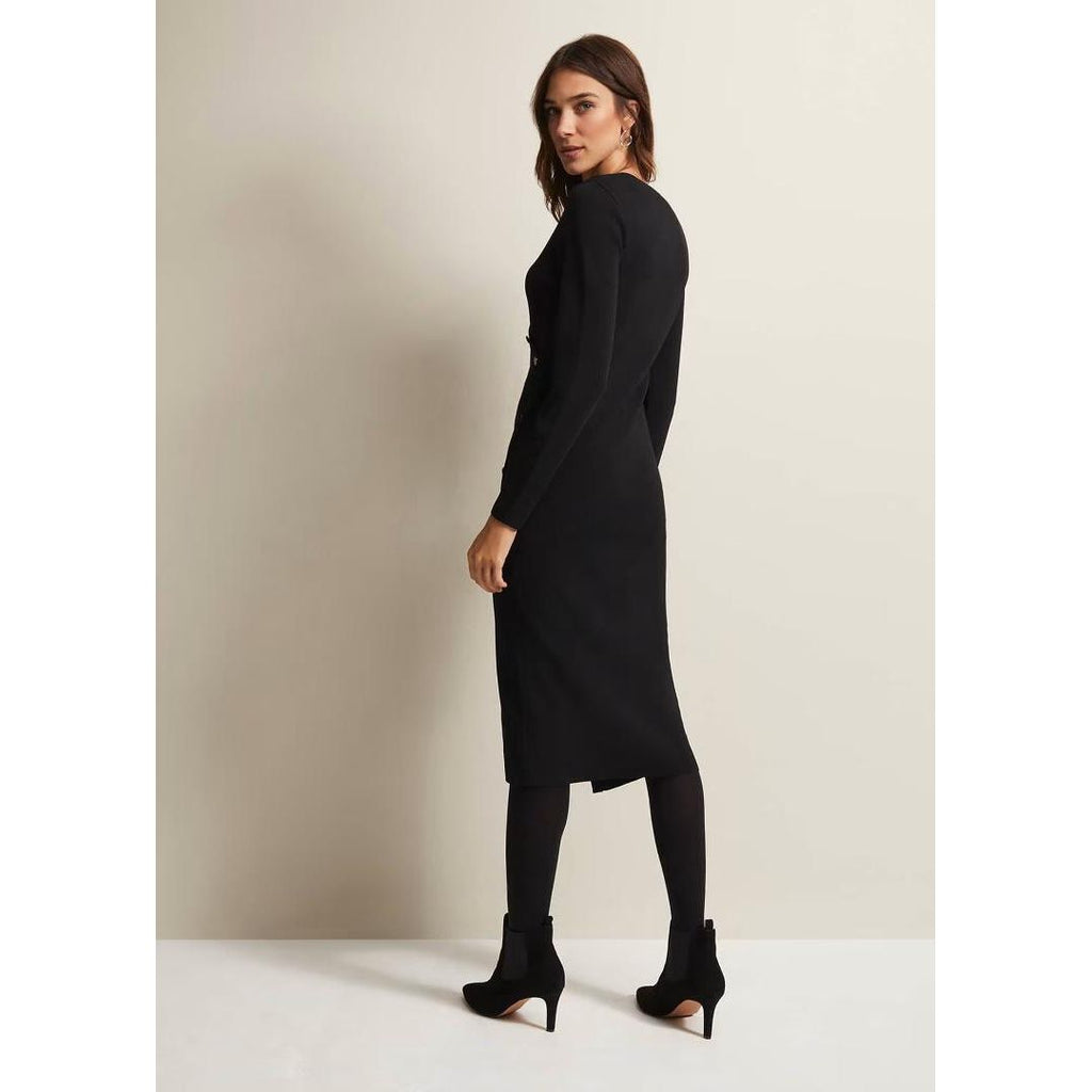 Phase Eight Kellia Black Knitted Midi Dress - Black - Beales department store