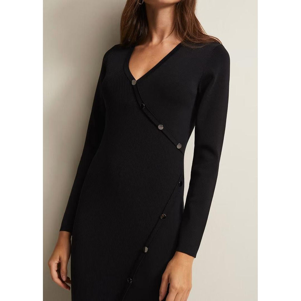 Phase Eight Kellia Black Knitted Midi Dress - Black - Beales department store