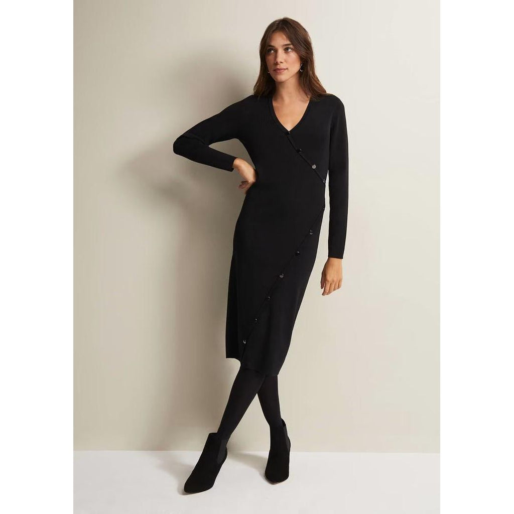 Phase Eight Kellia Black Knitted Midi Dress - Black - Beales department store