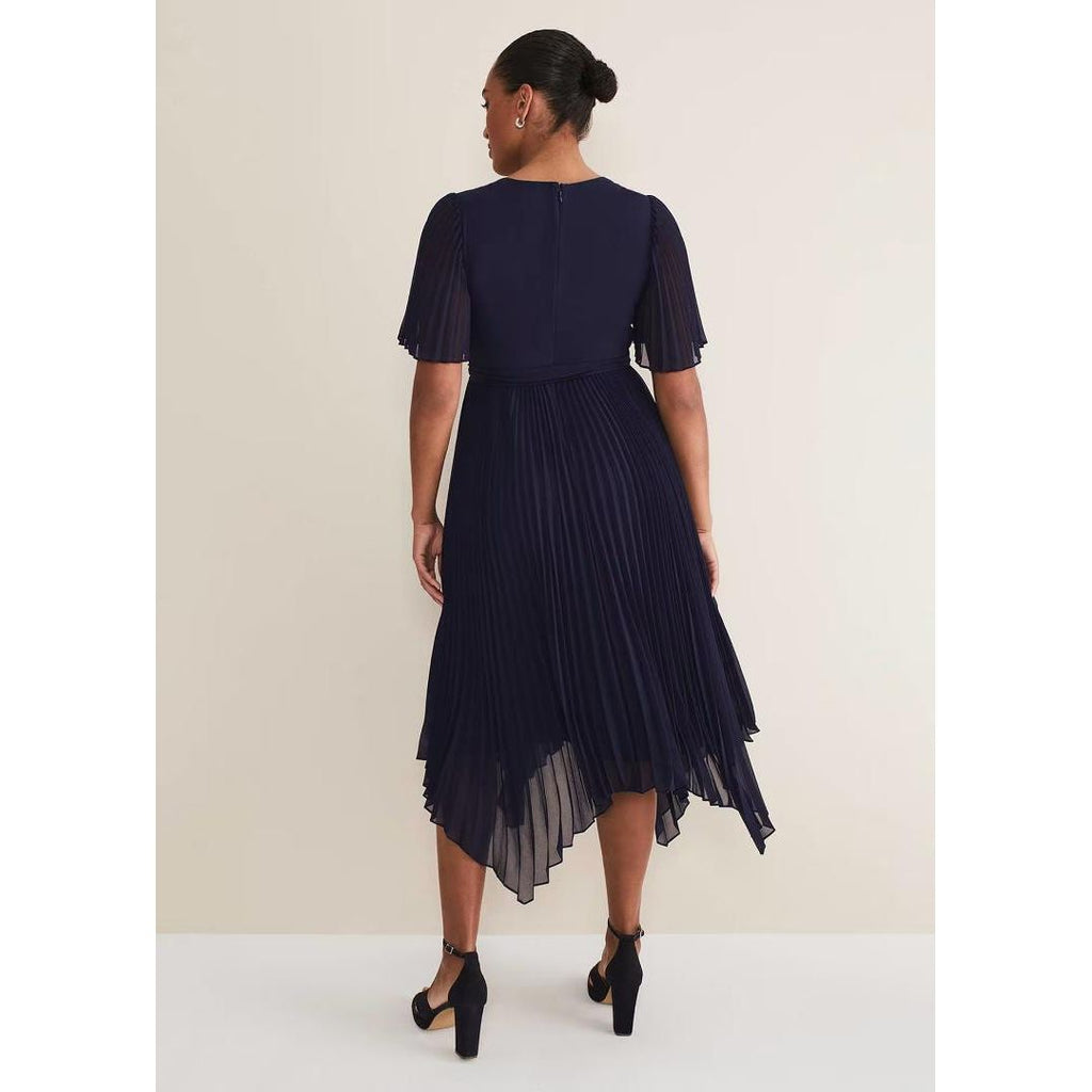 Phase Eight Kendall Pleated Midi Dress - Navy - Beales department store