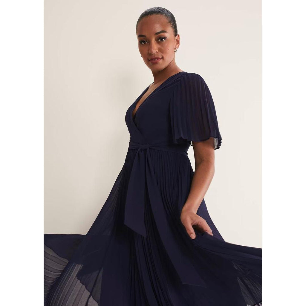 Phase Eight Kendall Pleated Midi Dress - Navy - Beales department store