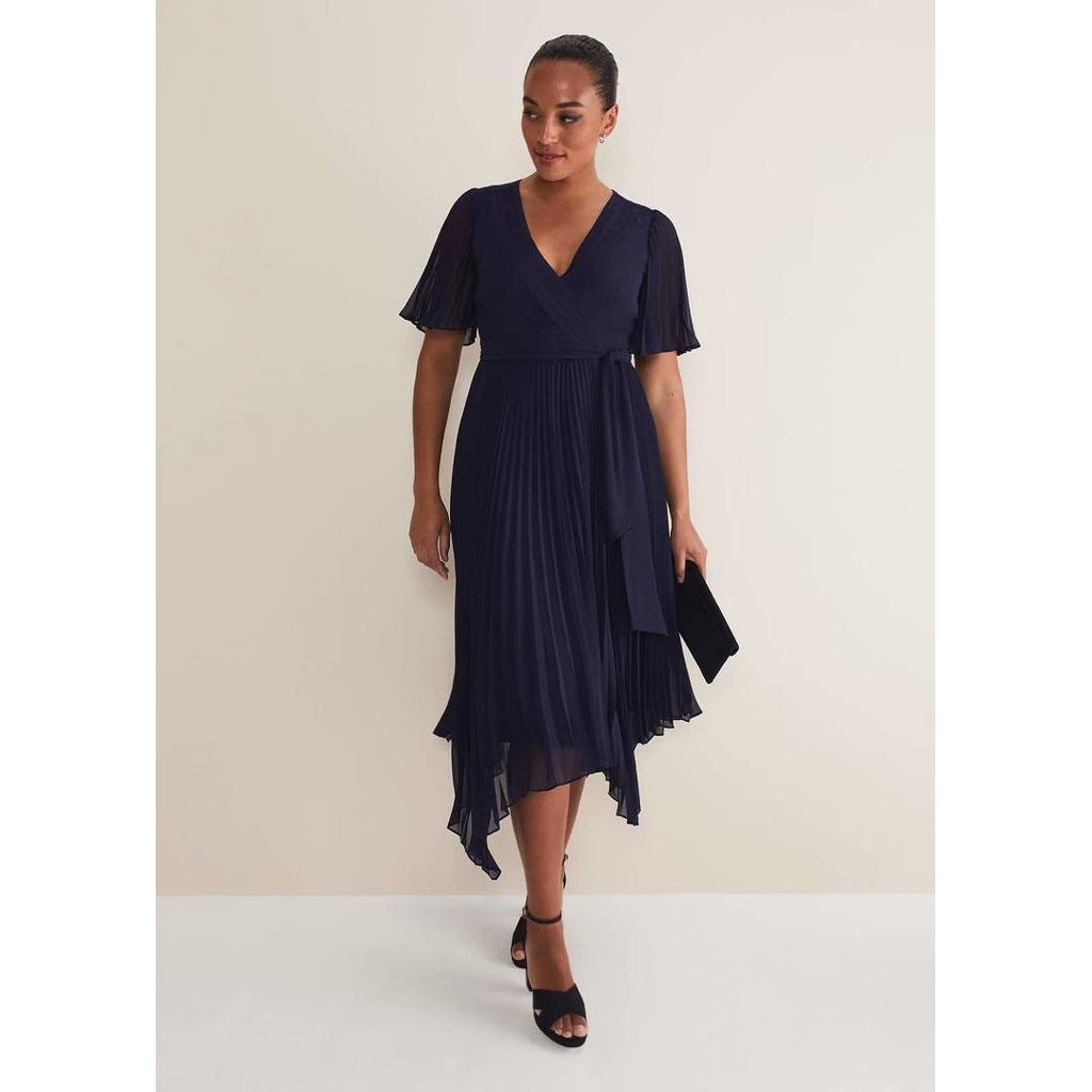 Phase Eight Kendall Pleated Midi Dress - Navy - Beales department store