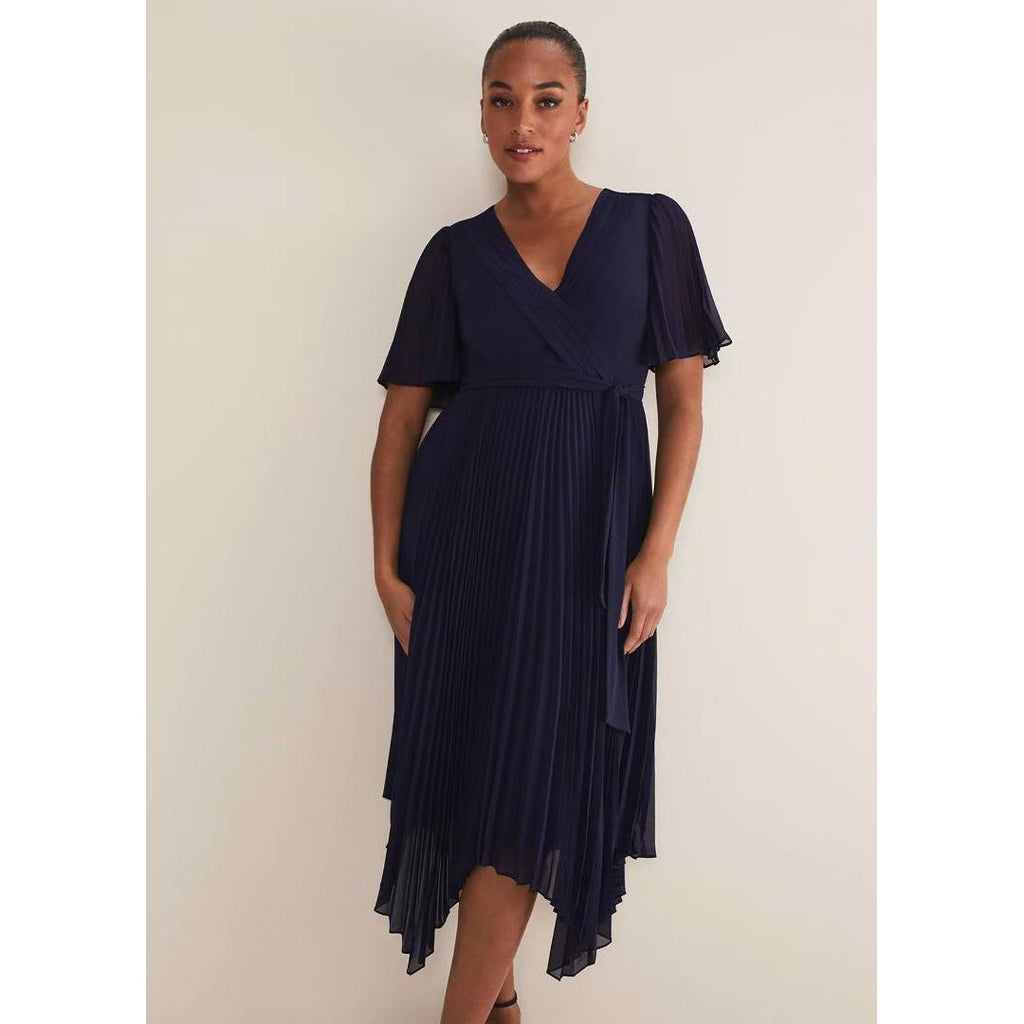 Phase Eight Kendall Pleated Midi Dress - Navy - Beales department store