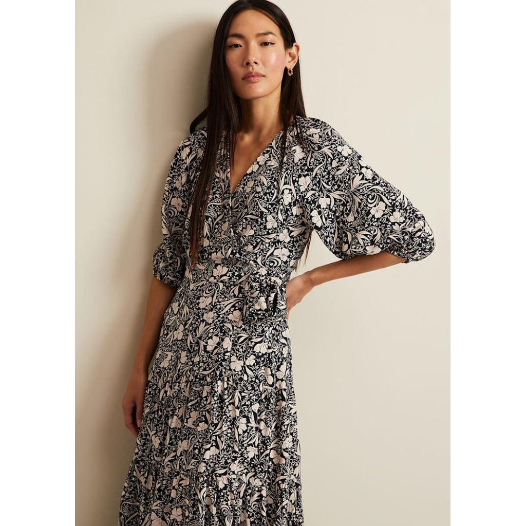 Phase Eight Kezia Floral Wrap Midi Dress - Multi - Beales department store