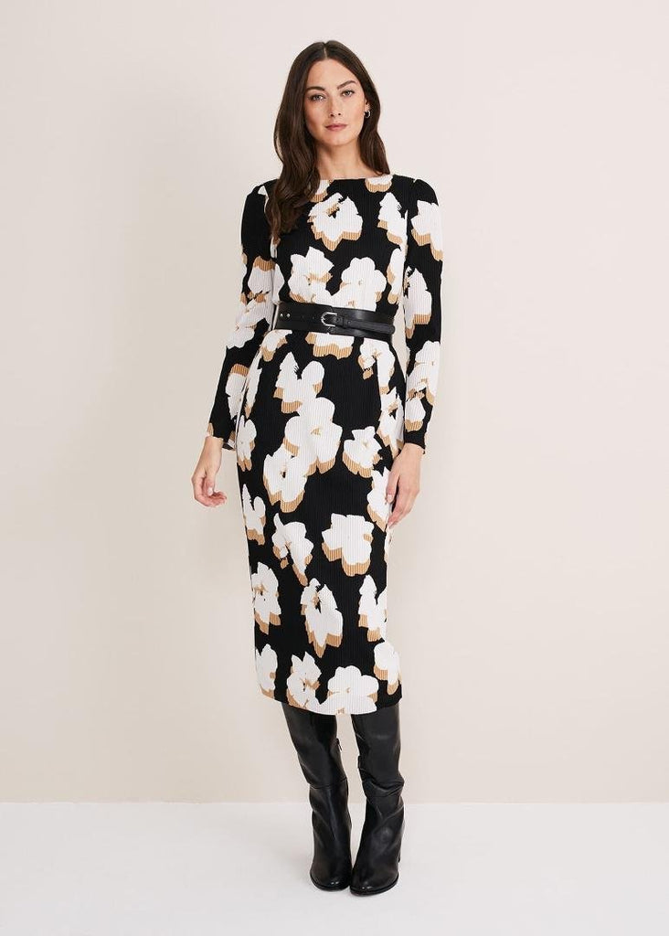 Phase Eight Kinzlee Printed Jersey Dress - Black/Ivory - Beales department store