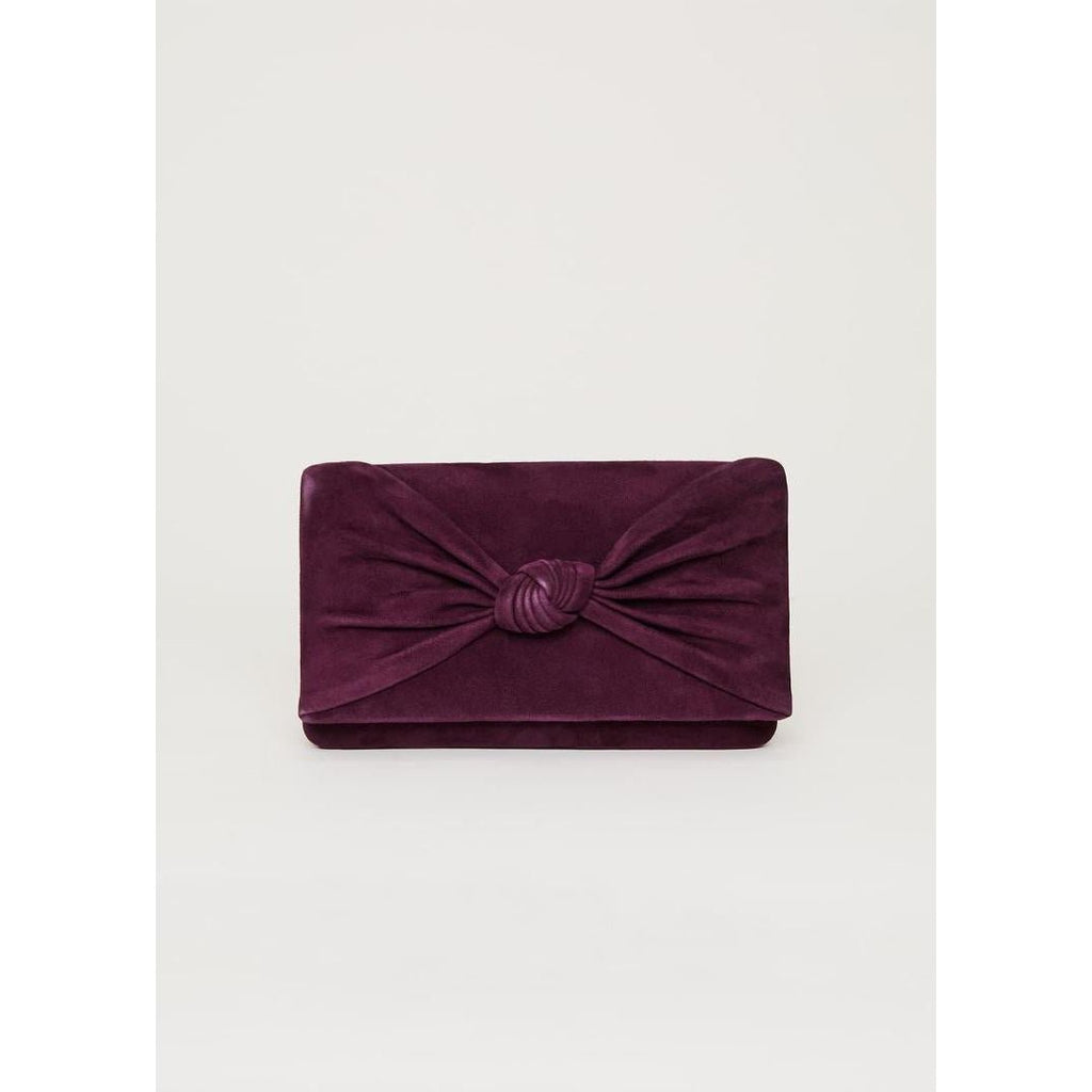 Phase Eight Knot Front Clutch Bag - Plum - Beales department store